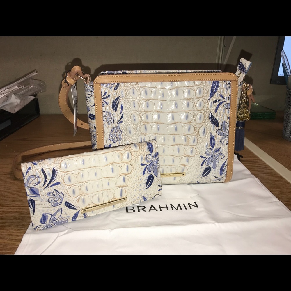 Brahmin CARRIE CROSSBODY INDIGO PALAMINTO & Wallet